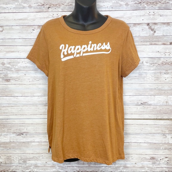 Old Navy Tops - OLD NAVY Mustard Yellow Happiness Graphic Short Sleeve Tee
